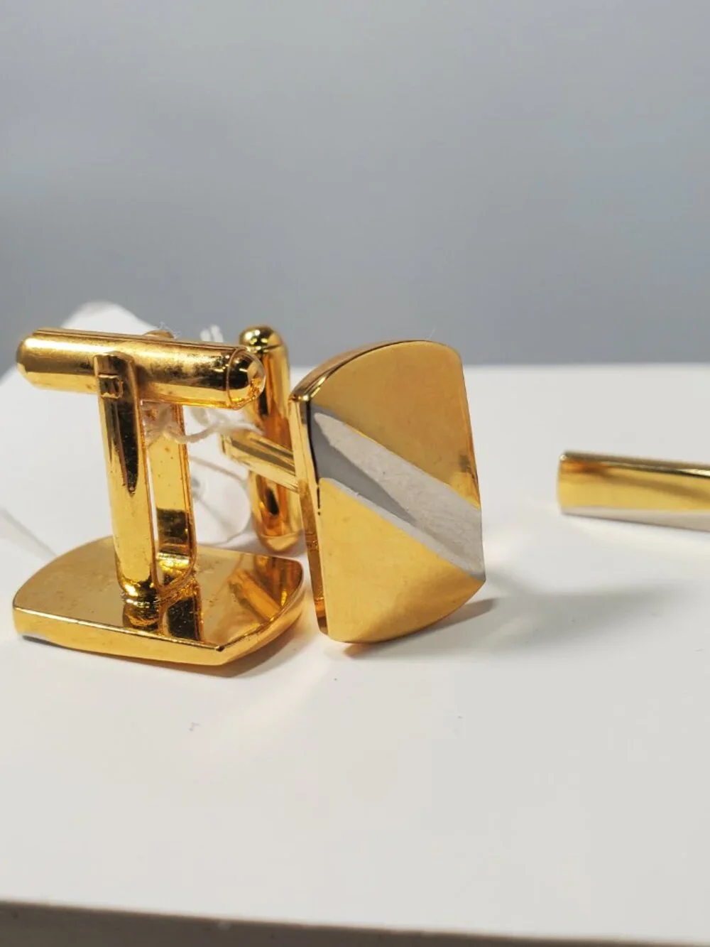 Gold-Tone & Silver-Tone Rectangular 3-Piece Cufflink and Tie Clip Set